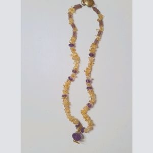 Vintage Amethyst & Citrine Jemstone necklace